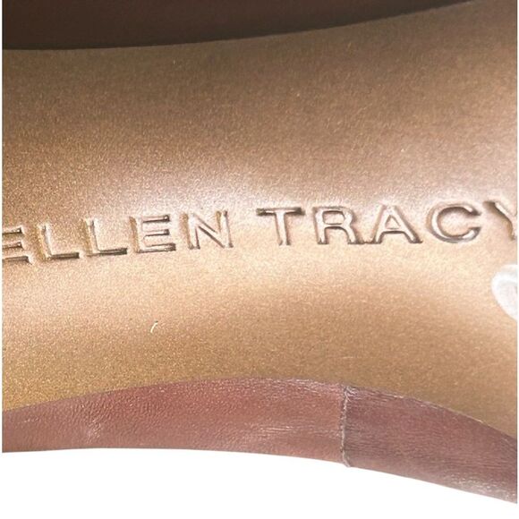 Ellen Tracy Womens Brown Leather Tassel Contrast Stitch Almond Toe Heels Size 8 - Picture 10 of 11